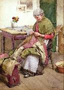 Walter Langley.RI The Old Quilt oil painting on canvas